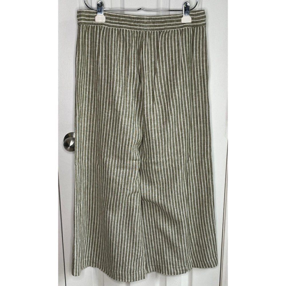 CHAPS LinenPalazzo Pants Khaki Striped Small